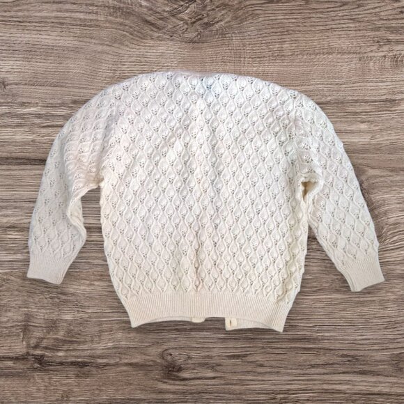 ALICE KAYE Vintage 60s/70s Cream 100% Wool Knit Cardigan Sweater - Picture 3 of 4